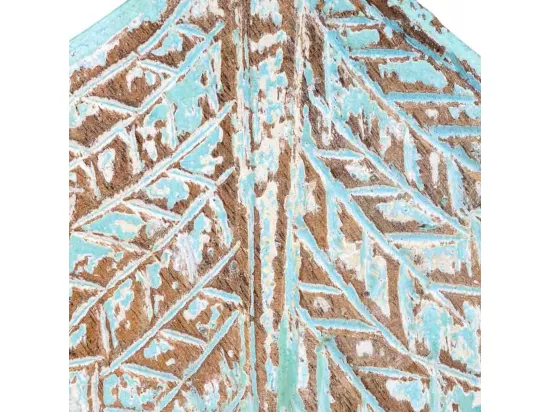 Coffret en bois sculpté avec finition artisanale bleu antique 17x13,5x5h cm