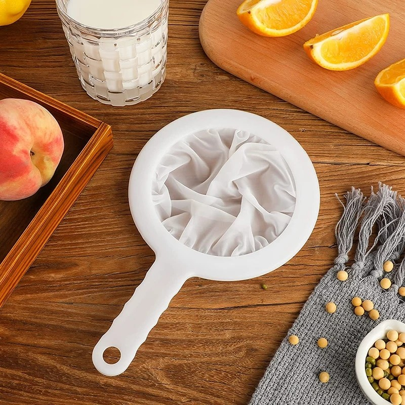 (23x14cm) Mesh Küchen Sieb Lebensmittel Netzsieb Feinmaschiger Filter für Milch / Joghurt / Saft - Weiss