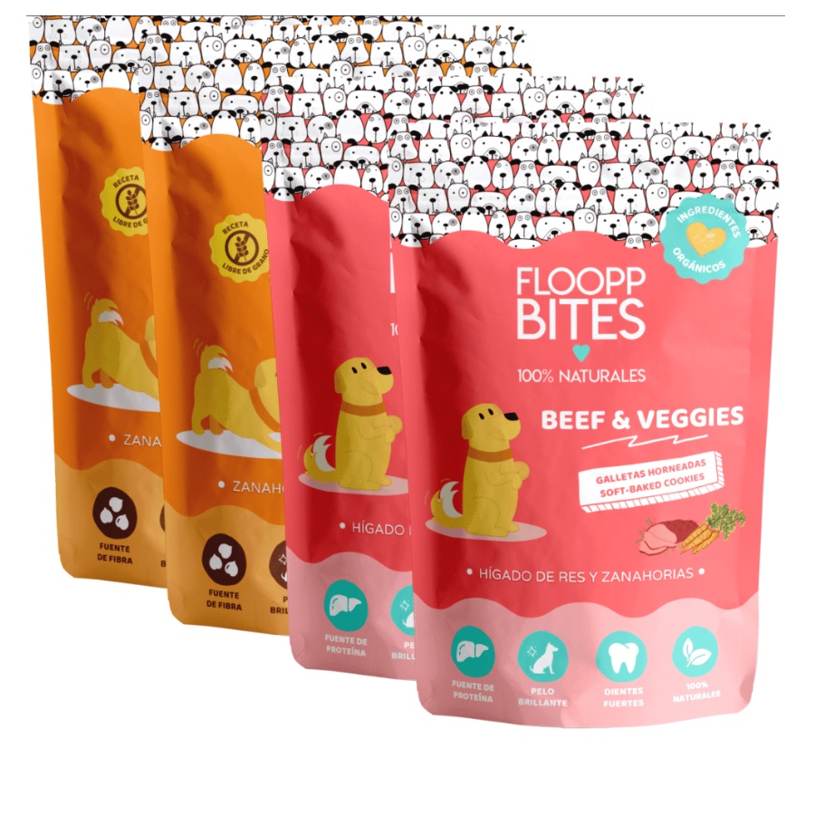 Pacote de biscoitos 100% naturais de carne bovina e vegetais - bolo de cenoura