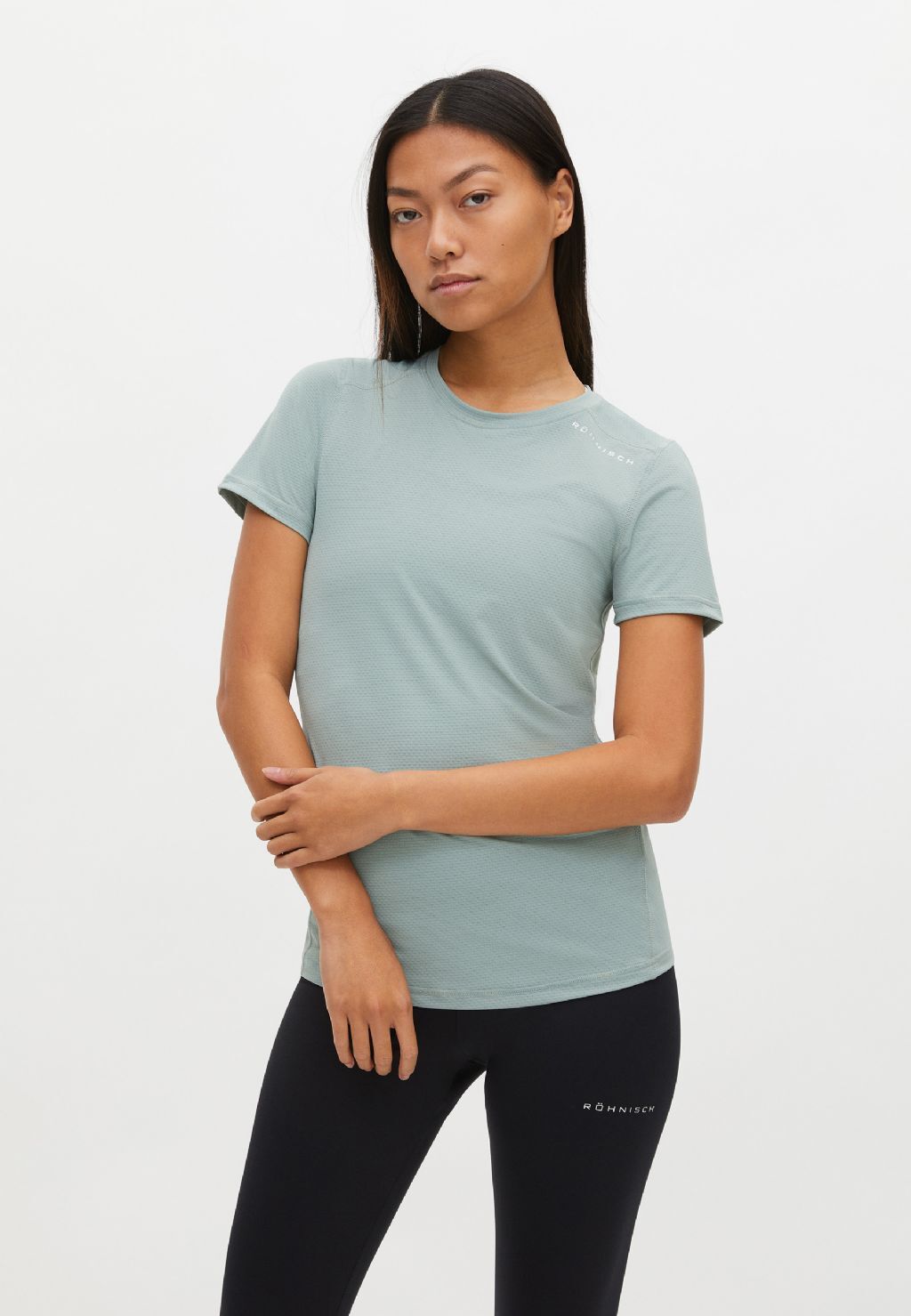 Röhnisch Jacquard Hardloopshirt Korte Mouwen Lichtblauw Dames