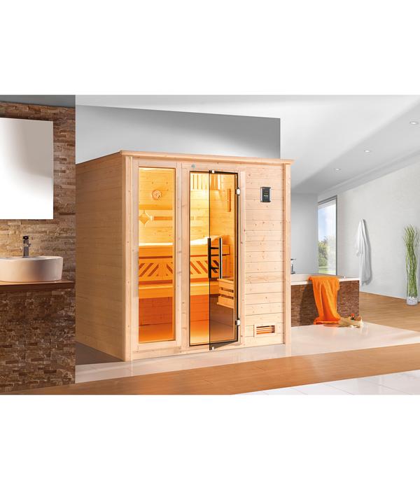 Weka Sauna Bergen mit Glastür und Fenster
