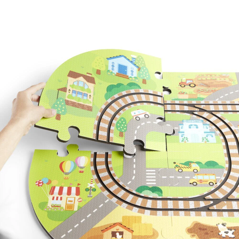 Tapis puzzle pour enfant avec ses trains 21 pièces