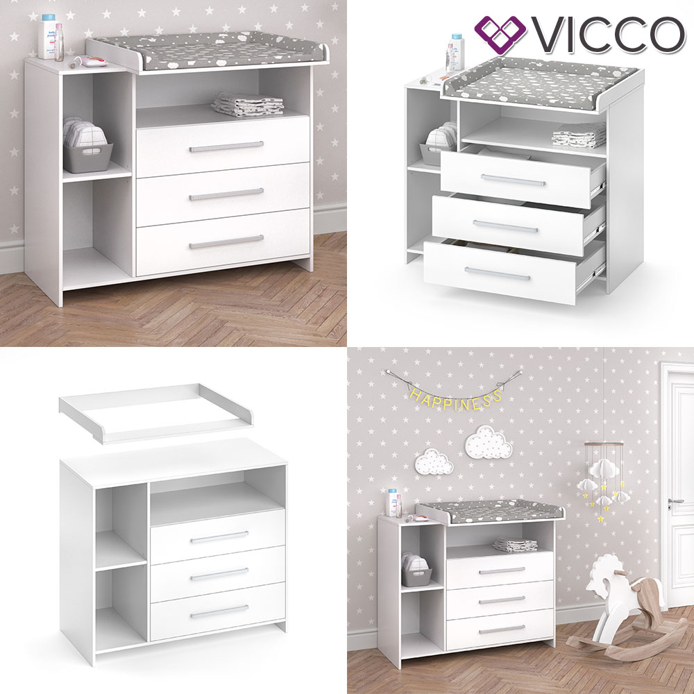 Vicco Wickelkommode Oskar Baby Wickelregal Kommode Wickeltisch Weiß