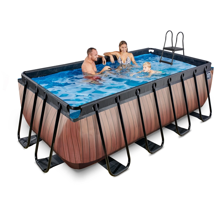 EXIT Frame Pool 4x2x1.22m (12v Sandfilter)– Holz Optik
