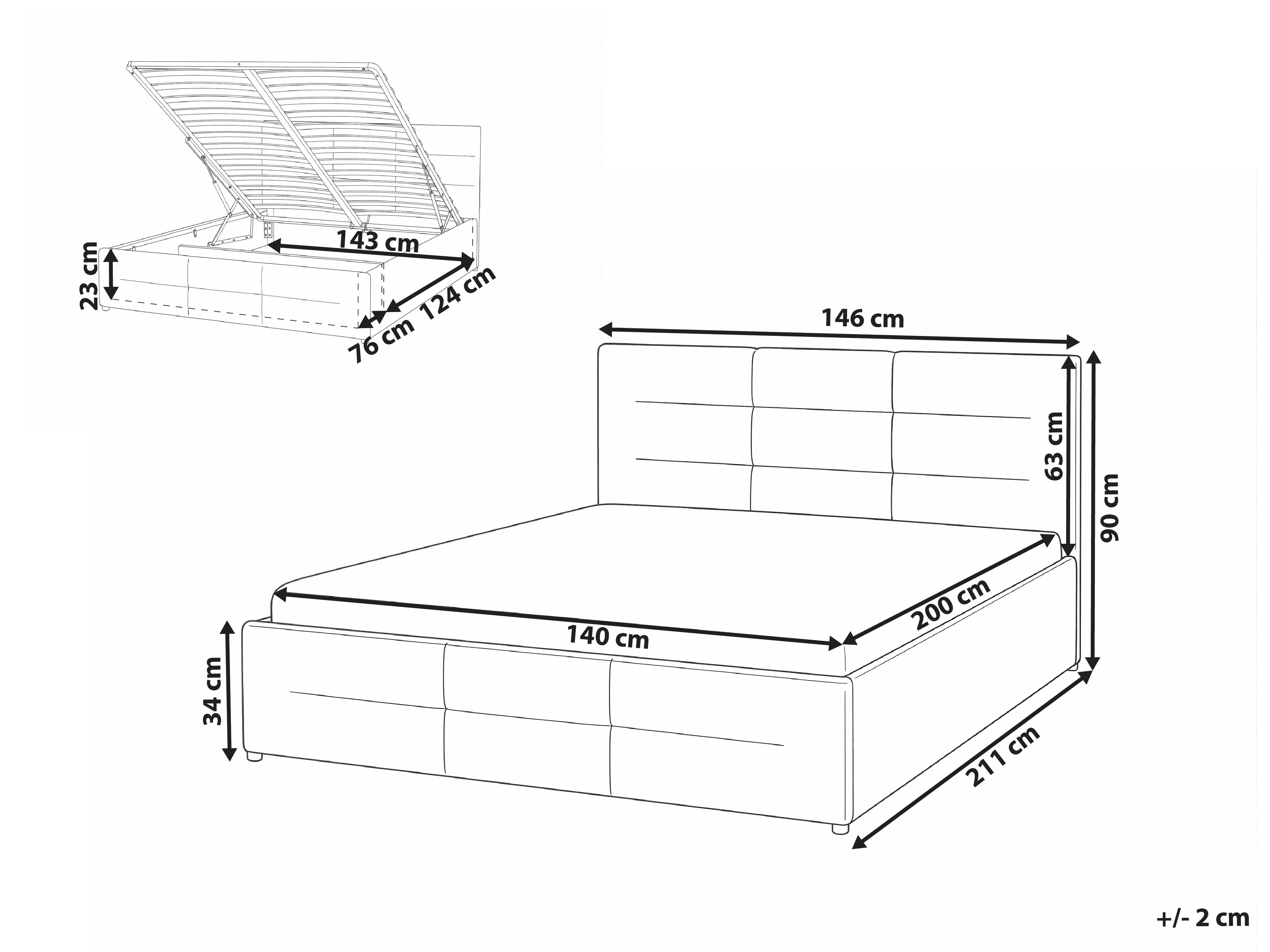 Bed met opbergruimte Bouclé MASSOGNES 140 x 200 cm Beige
