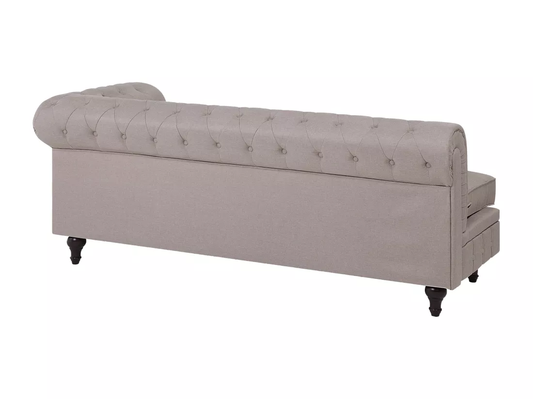 Canapé d'Angle à gauche en Tissu Beige Housse Amovible Assise Large Chesterfield