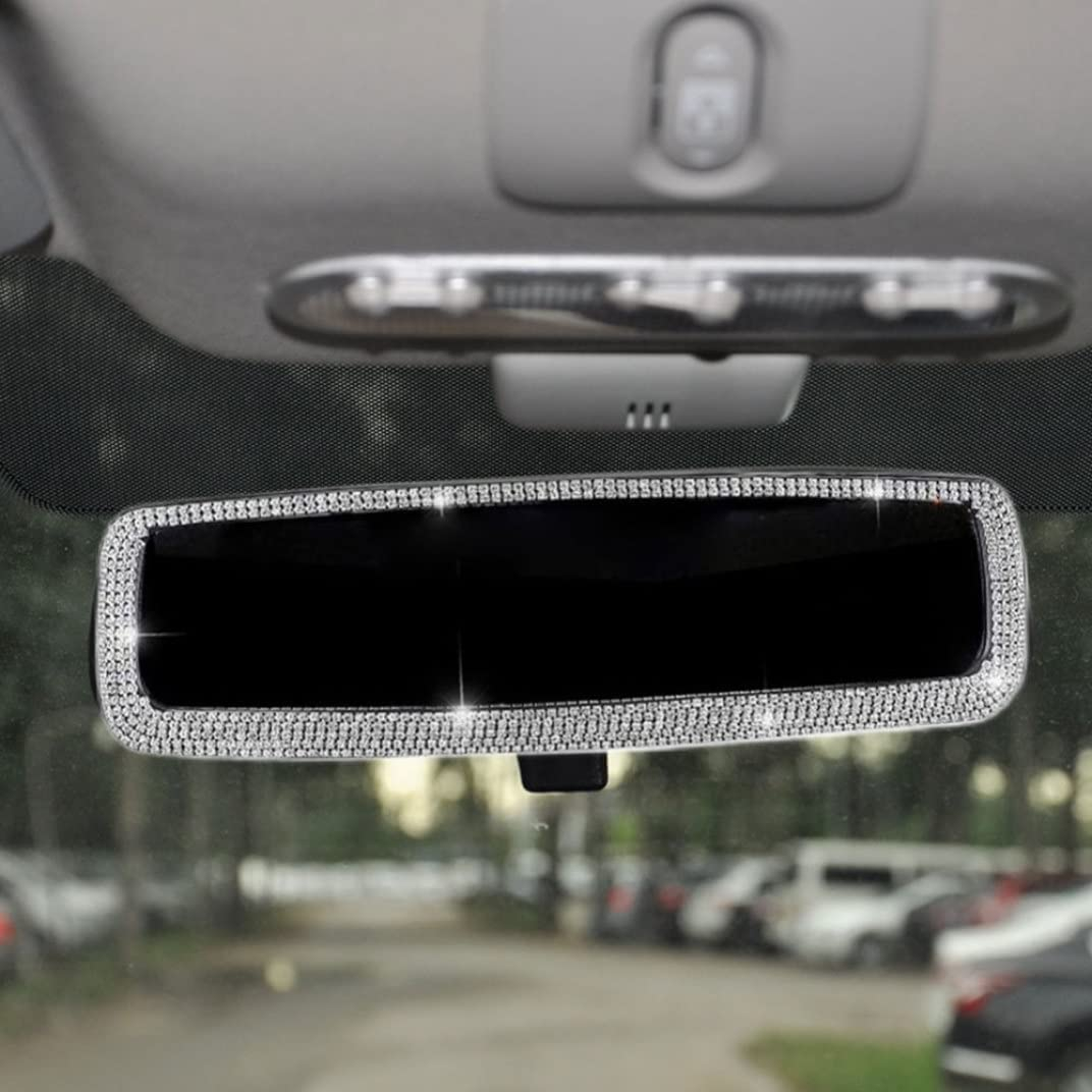 (278x80mm) Glitzer Rückspiegel Universal Auto Innenspiegel Strassstein Accessoire - Silber