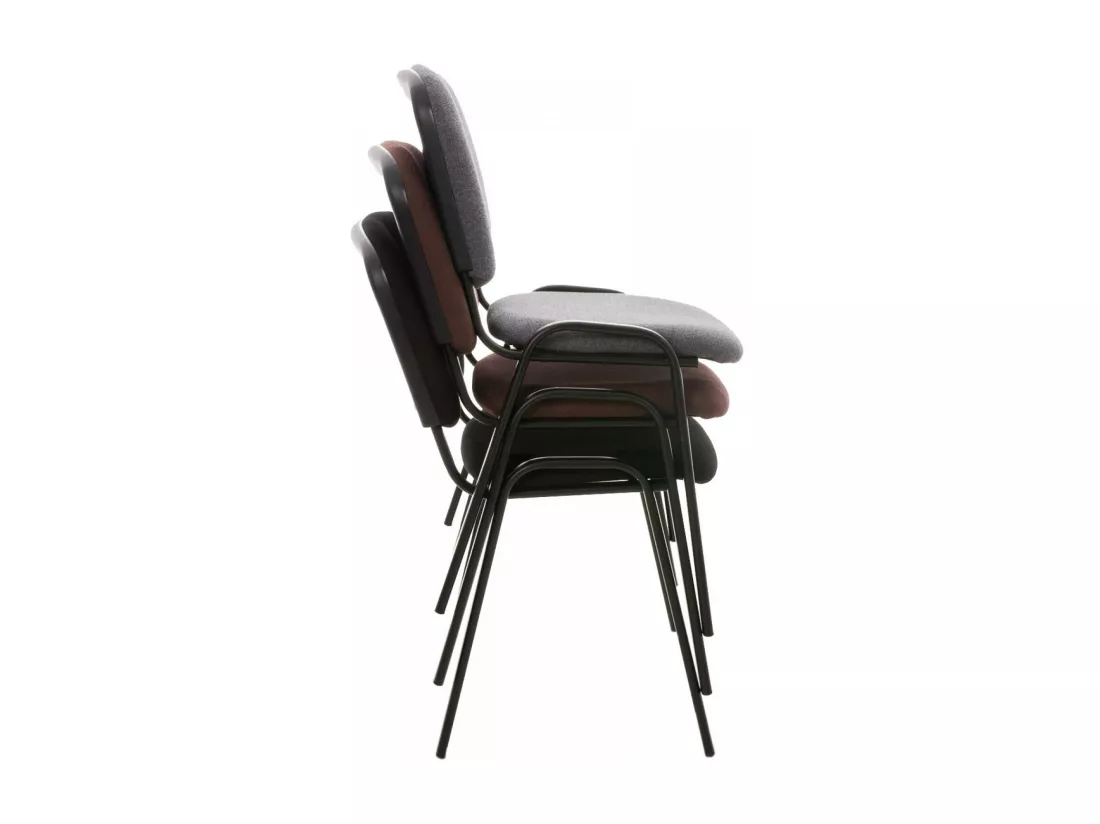 Lot de 4 Chaise de conférence - Tissu & Métal noir mat - Crème - Ken