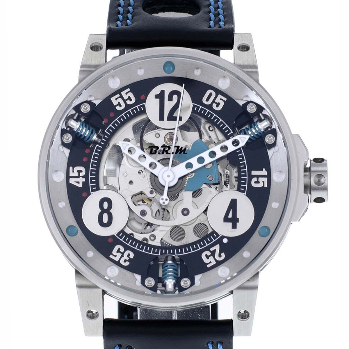 Montre d'occasion BRM V6-44 homme automatique acier bracelet cuir noir