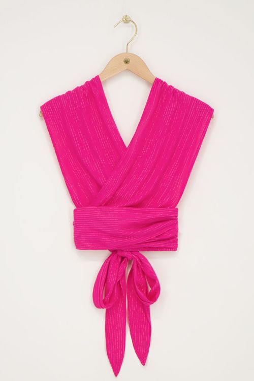 Roze multiway top met lurex