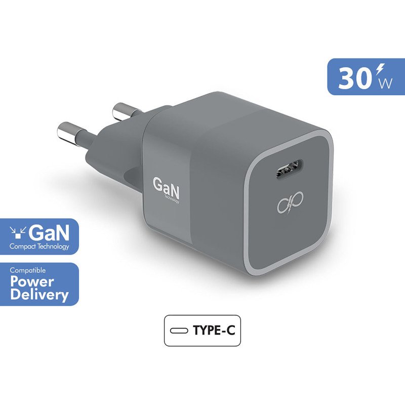 Force Power chargeur USB C 30W Power Delivery GaN gris