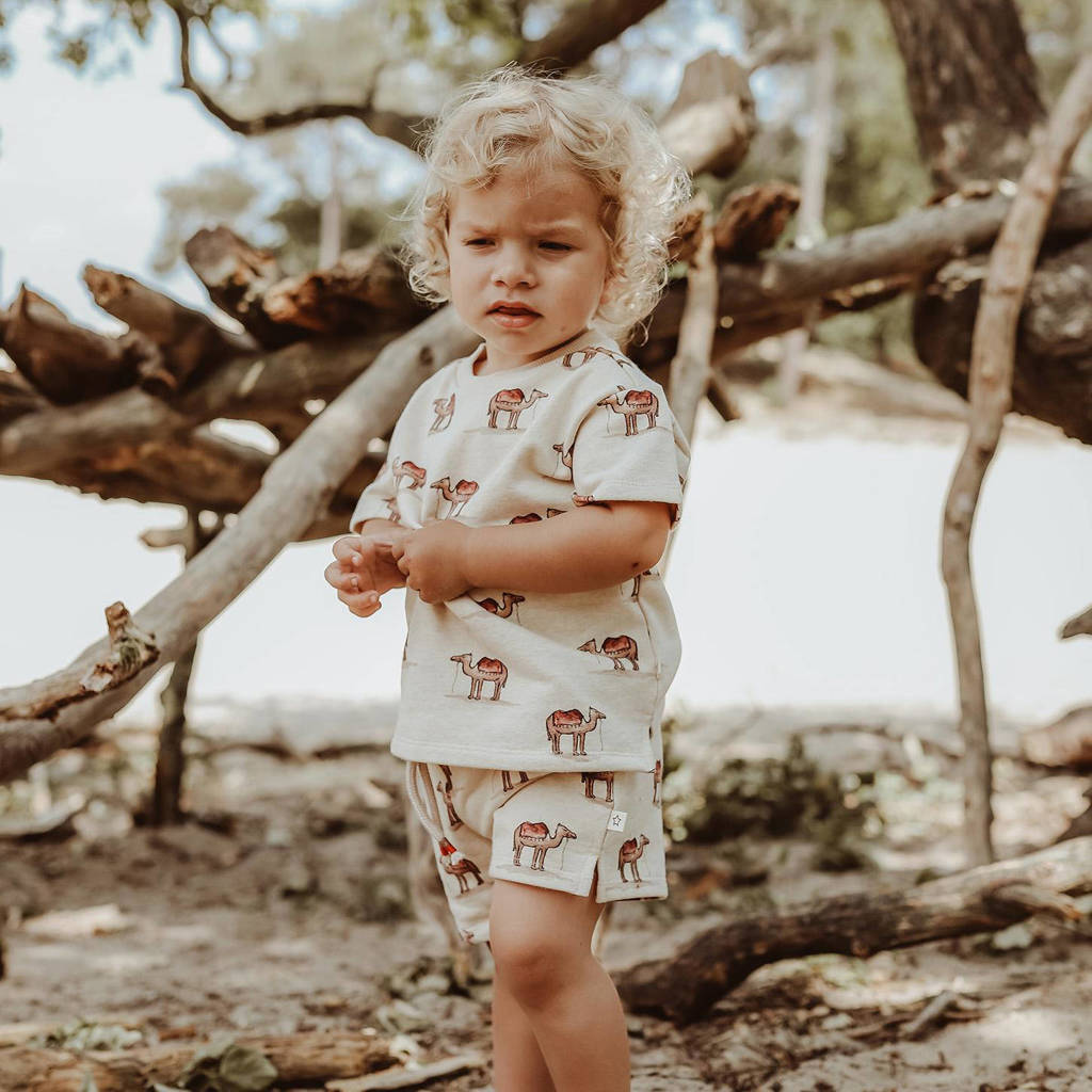Your Wishes sweatshort Elon met all over print ecru/bruin