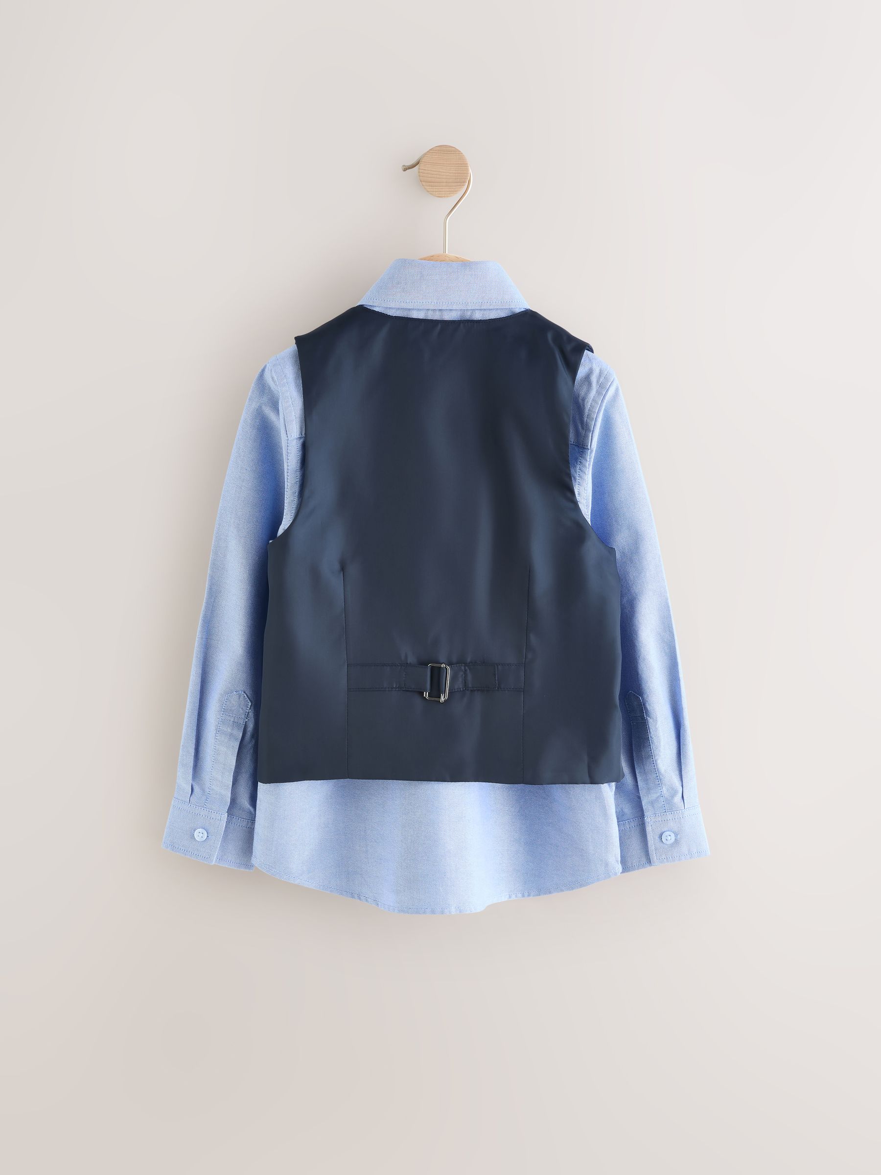 Blauw/marine - Set met gilet, overhemd en stropdas (12mnd -16jr)