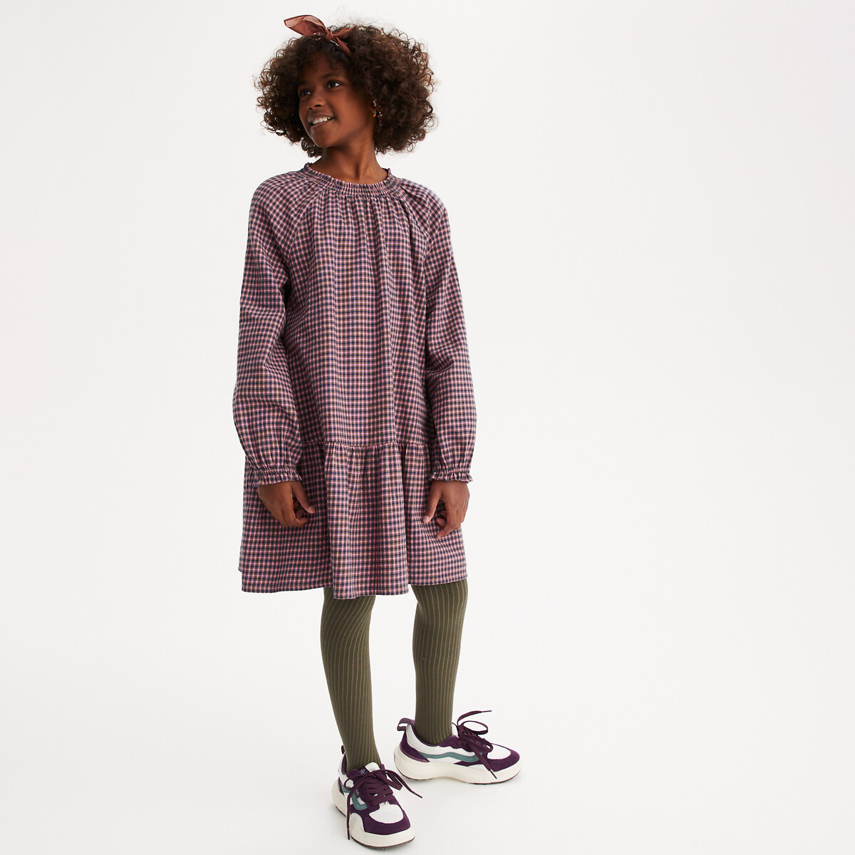 COLEÇÕES LA REDOUTE<br>Vestido xadrez de manga comprida