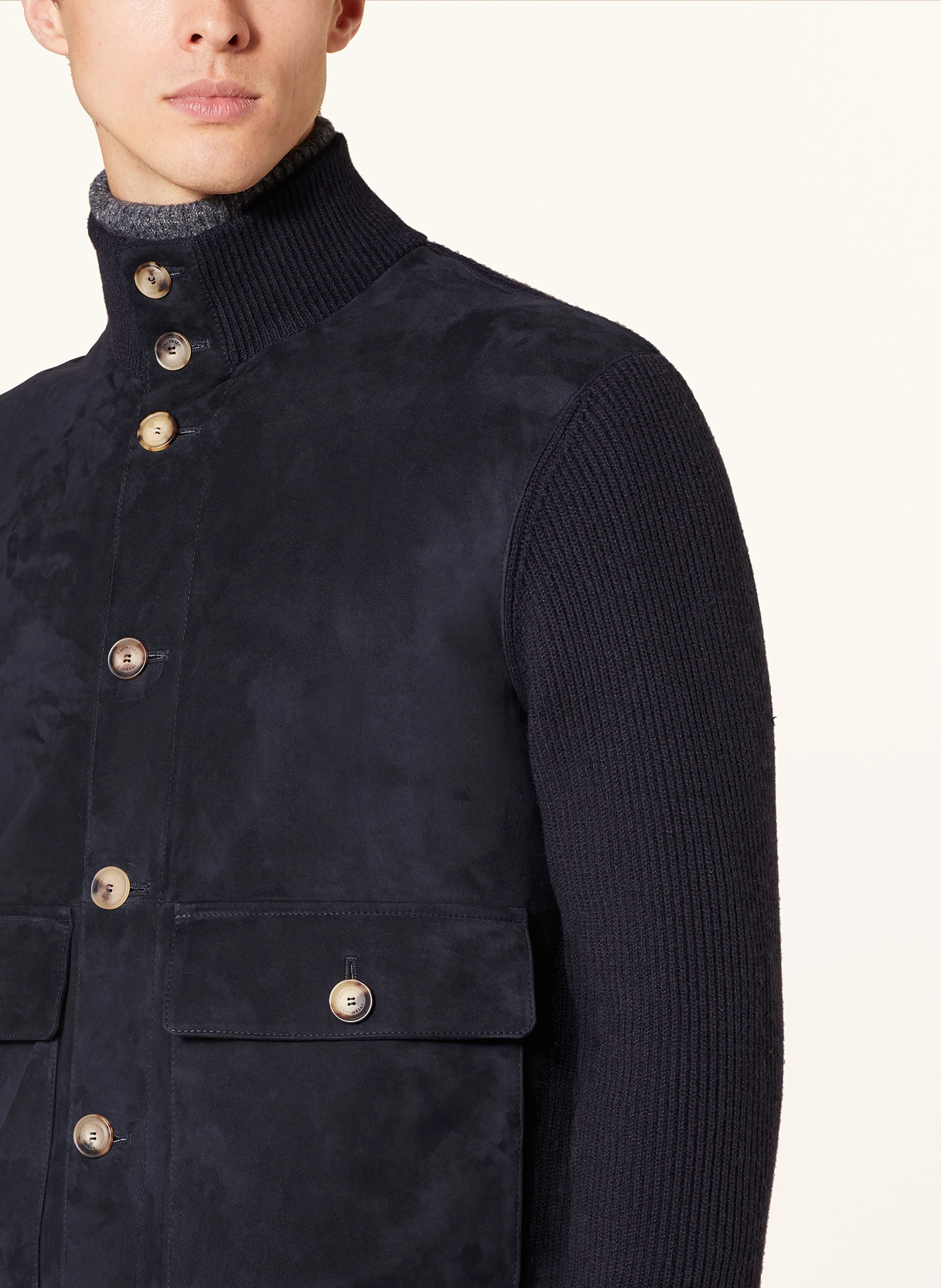 BRUNELLO CUCINELLI Blouson im Materialmix mit Cashmere und Leder