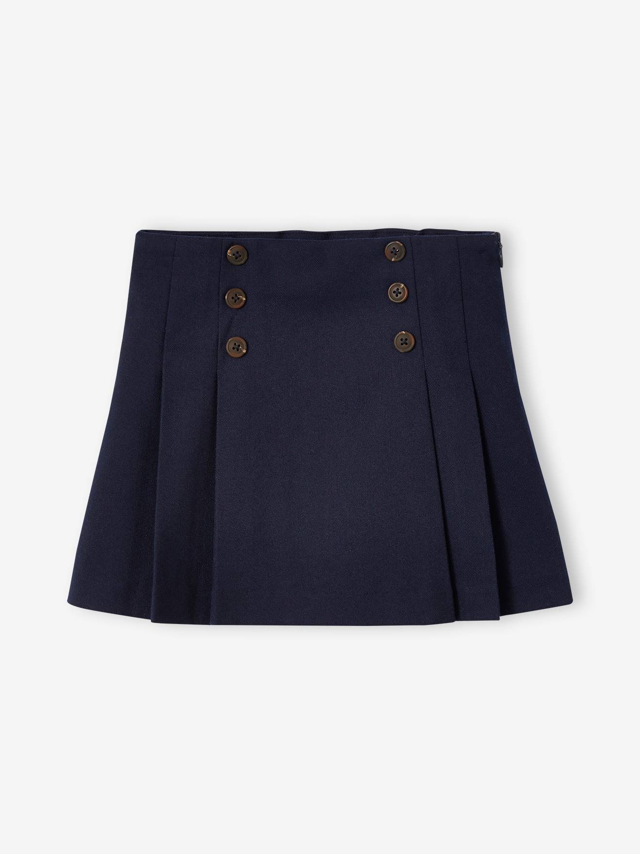 Saia plissada azul marinho para meninas
