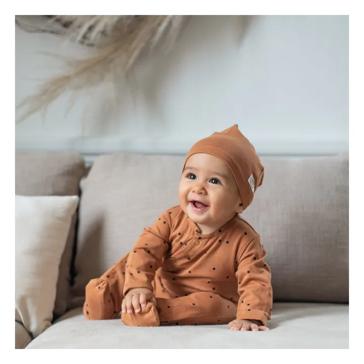 Bonjour Little Combinaison à Pied Dots Coton Bio | Camel