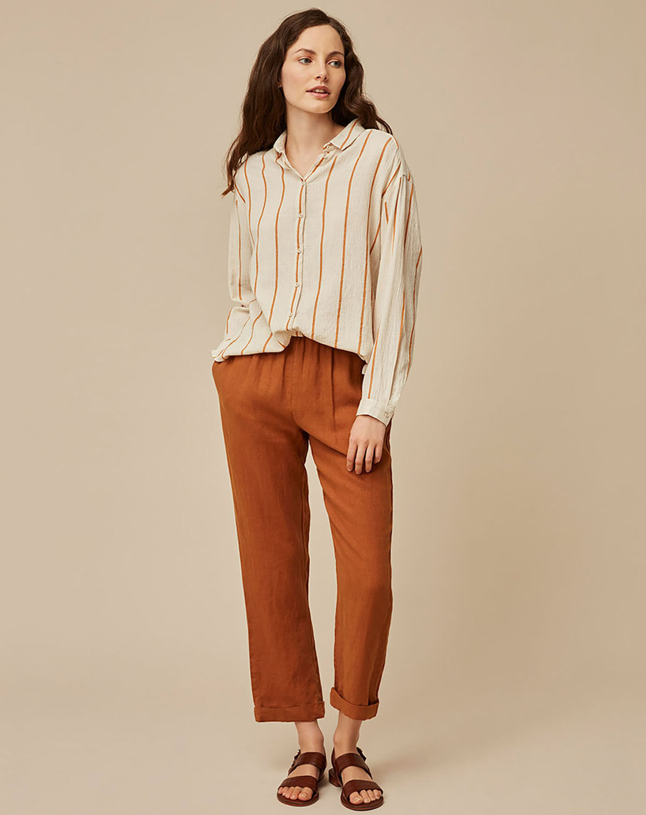 Harris Wilson Pantalon 100% Lin Carl cacao