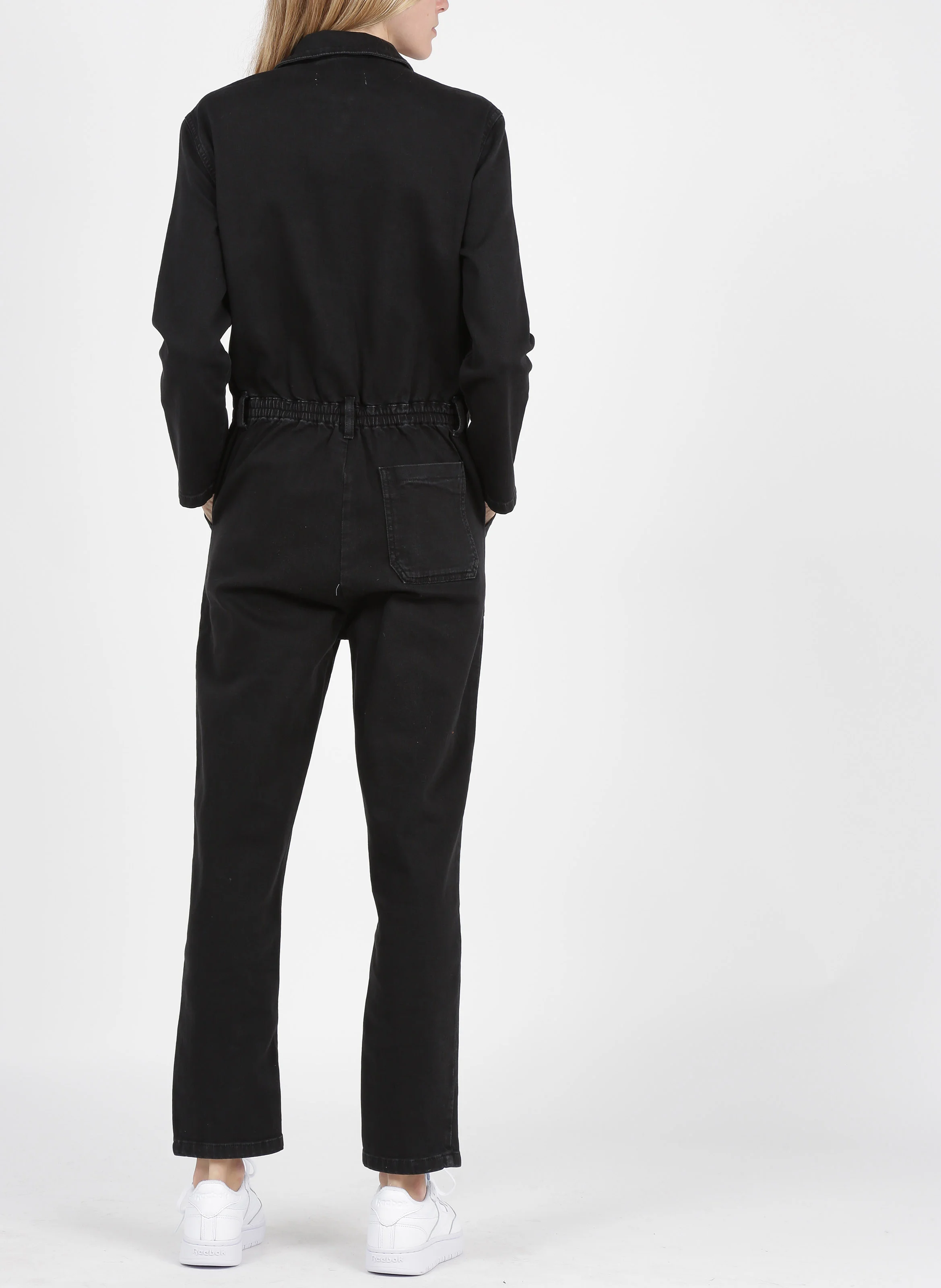 LIV - Combinaison col classique zippée en coton mélangé | Noir