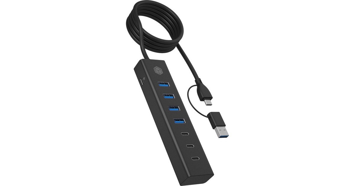 ICY BOXIB-HUB1737-C3 7-Port usb-hub  (Zwart, USB 3.2 Gen 1 Type-C)