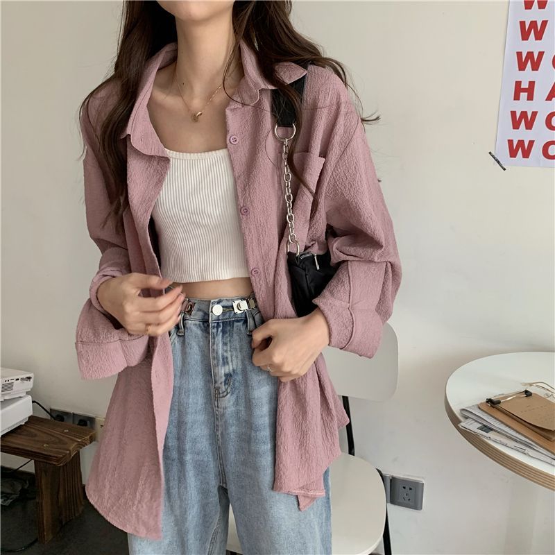 Pinatra - Effen oversized losvallend overhemd