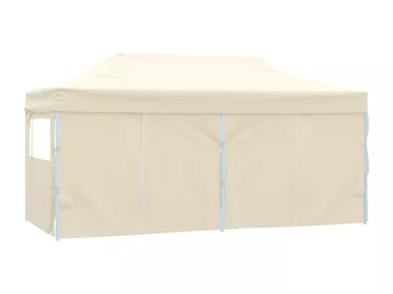 Tente de réception pliable avec 4 parois 3x6 m Acier Crème