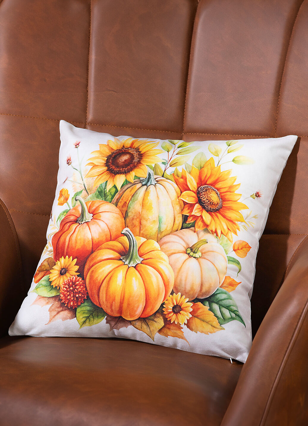 Herbstlicher Kissenbezug mit Kürbis-Motiv