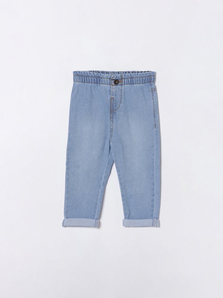 Calça jeans Paperbag - Azul claro