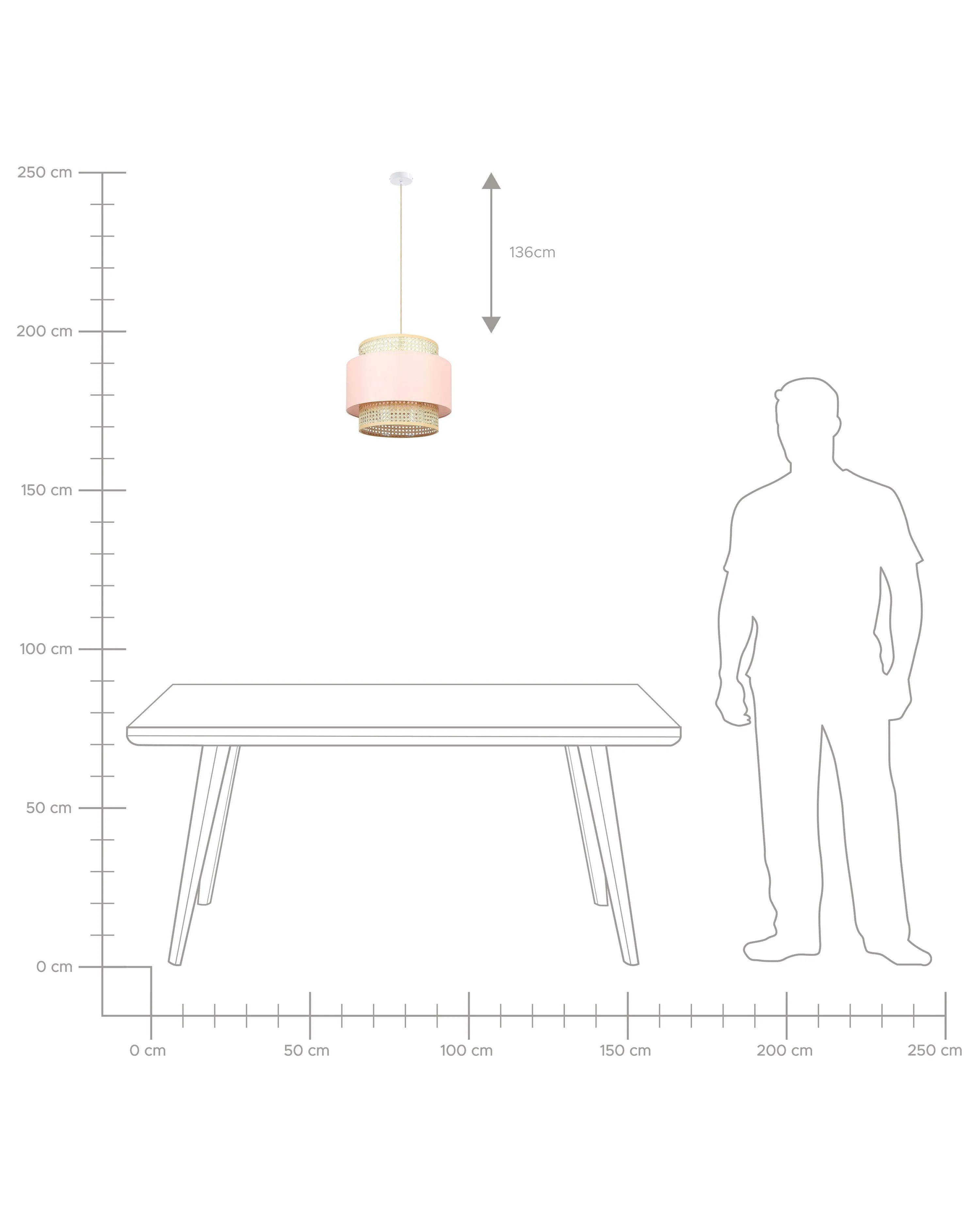Hanglamp YUMURI Rotan Perzikroze