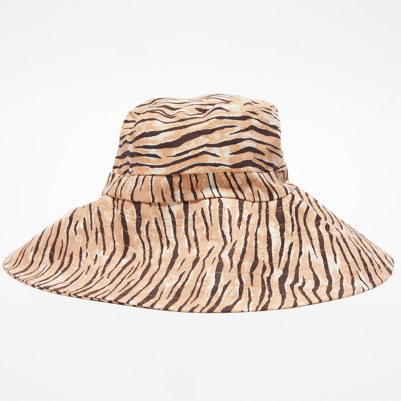 Faithfull the Brand Chapeau 100% Lin imprimé Animal beige/marron