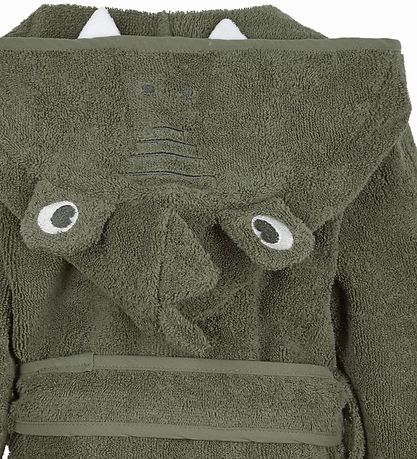 Pippi Baby Bademantel - Deep Lichen Green m. Drache