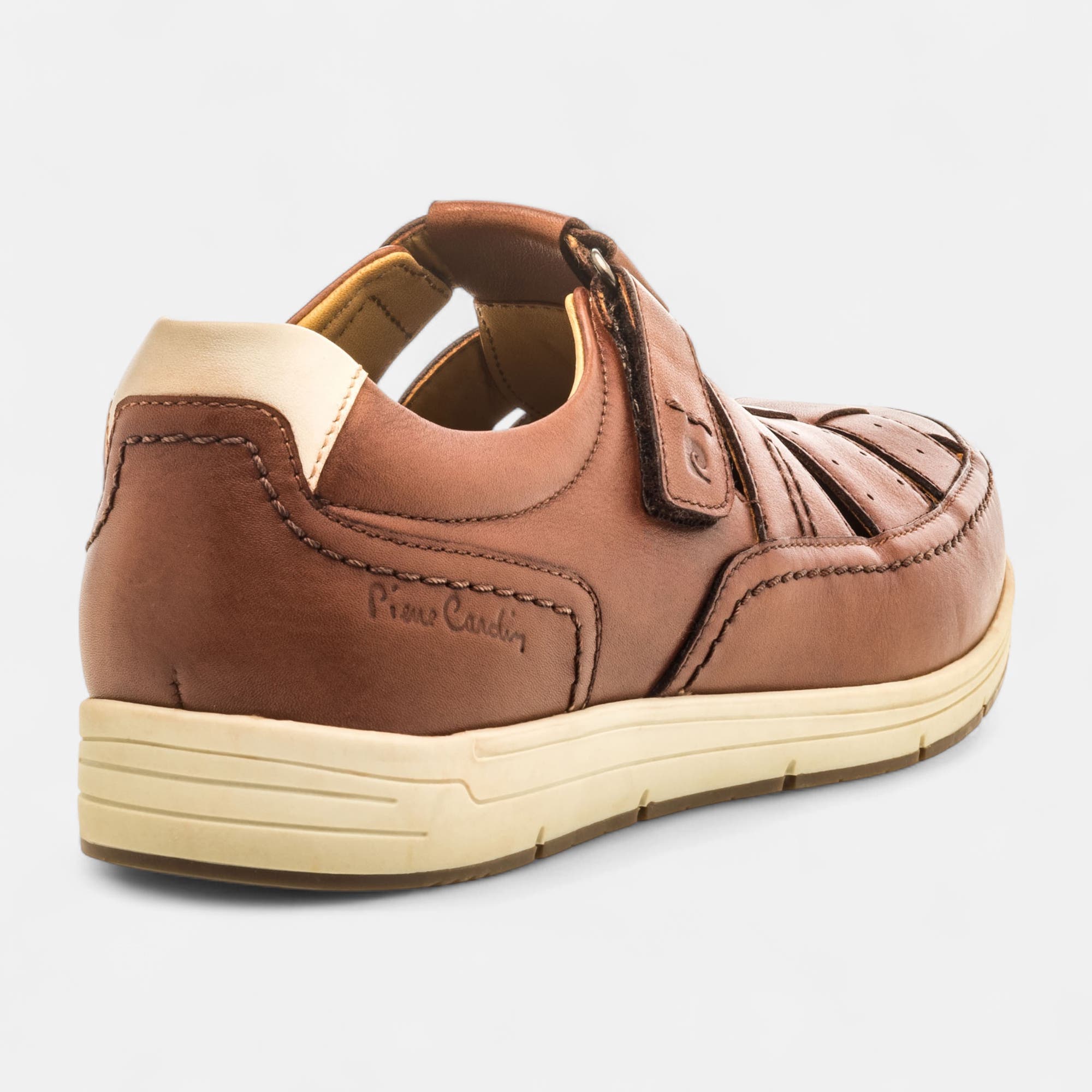 Nu-pieds confort Homme en cuir cognac