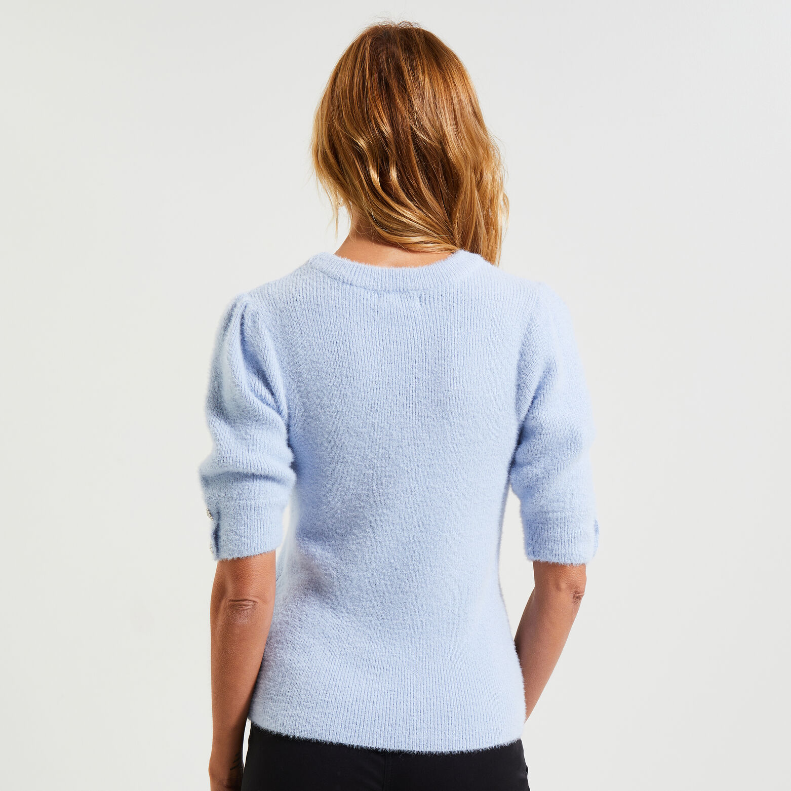 Pull fluffy manches 3/4 femme