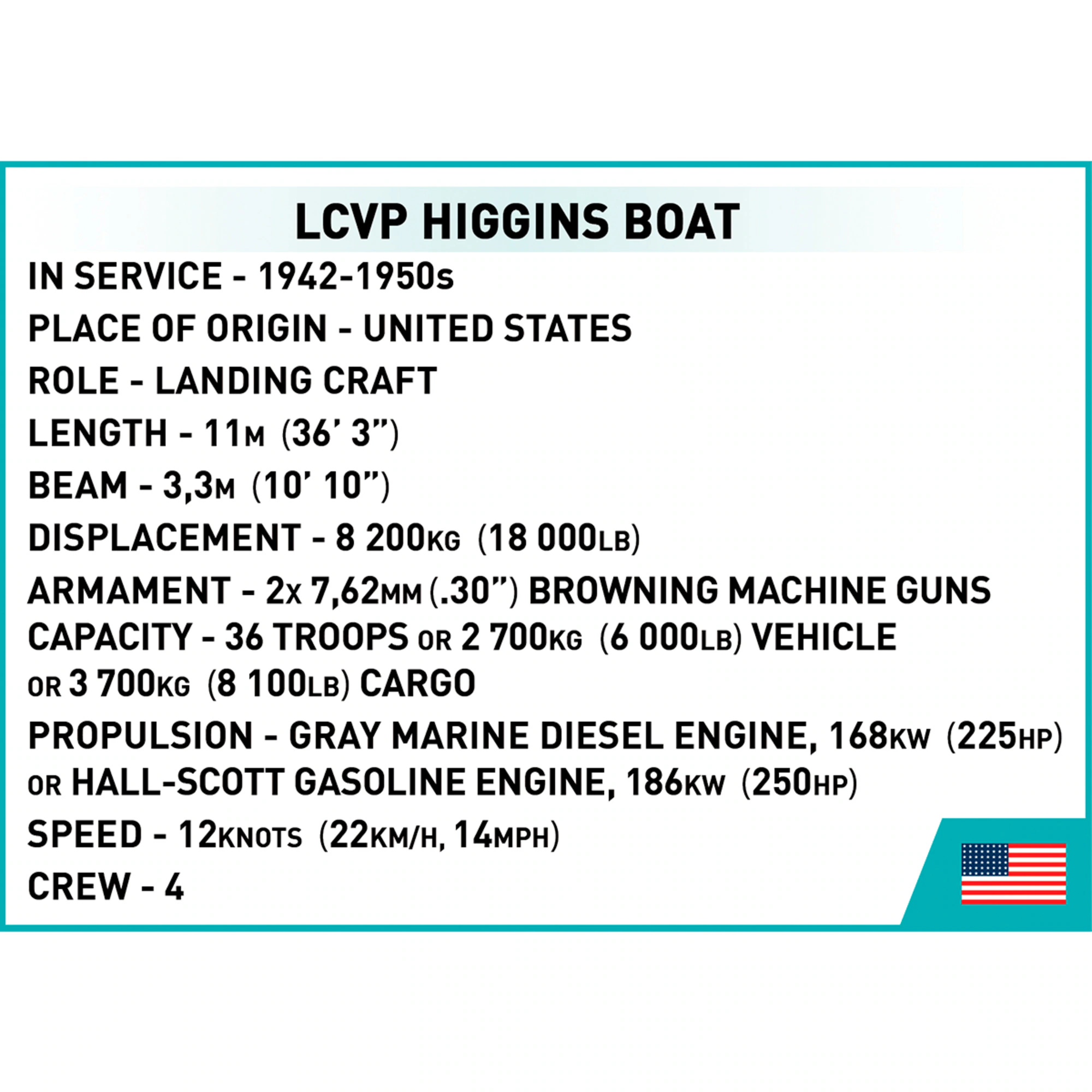 COBI Konstruktionsspielzeug LCVP Higgins Boat