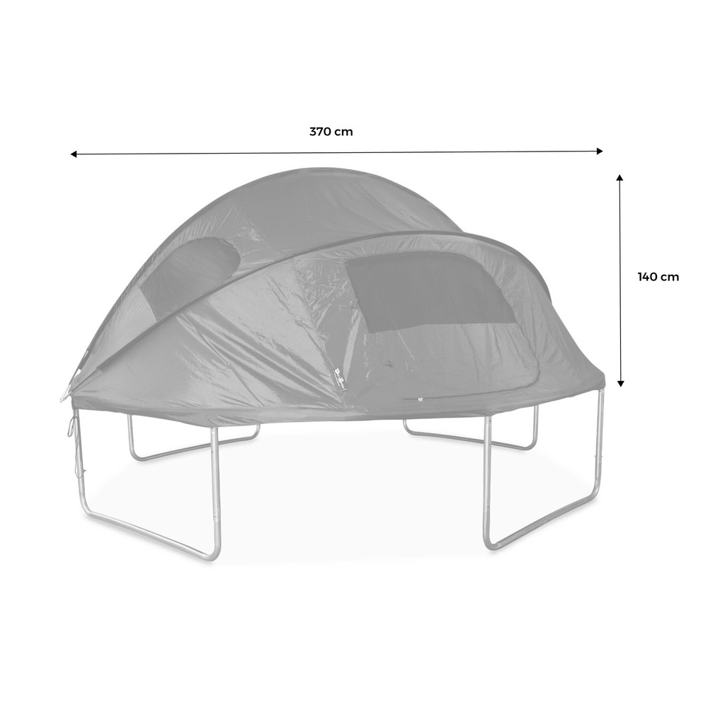 Trampoline 370 gris avec pack d'accessoires + tente de camping avec sac de transport