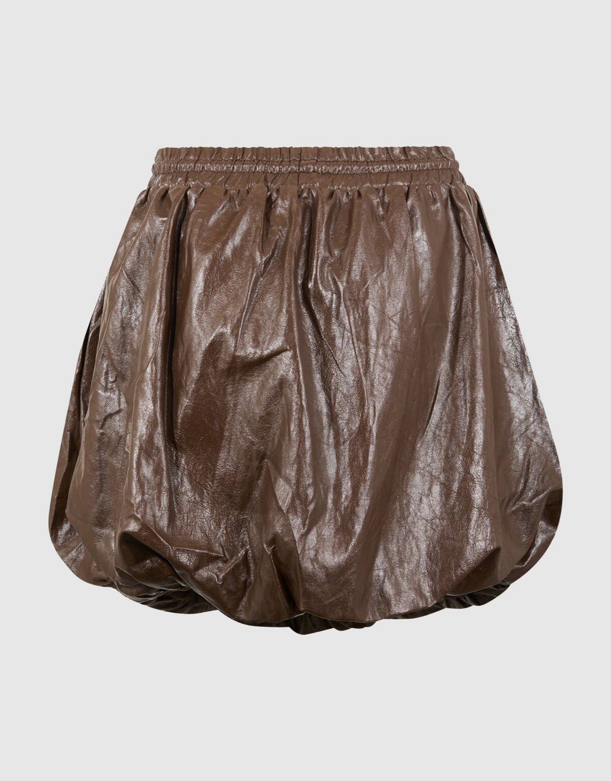 Vegan Leren Balloon Fit Mini Rok Bruin