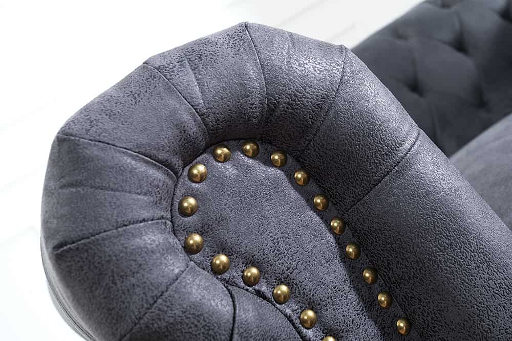 Design 3er Sofa CHESTERFIELD 200cm antik grau Federkern 3-Sitzer Loungesofa