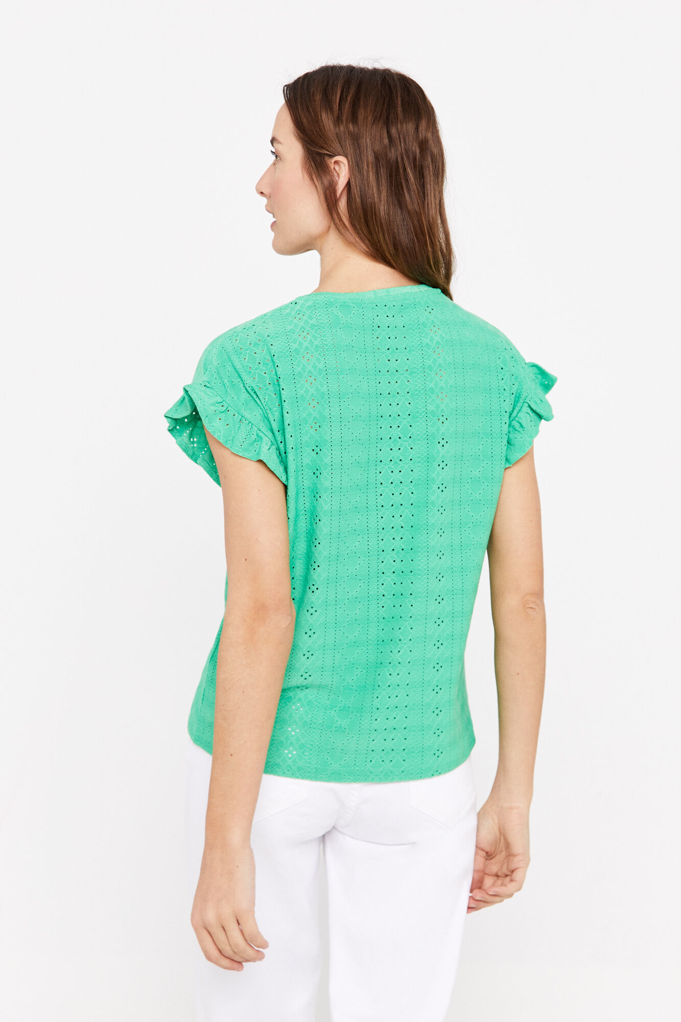 Camiseta com estrutura de malha perfurada - Verde