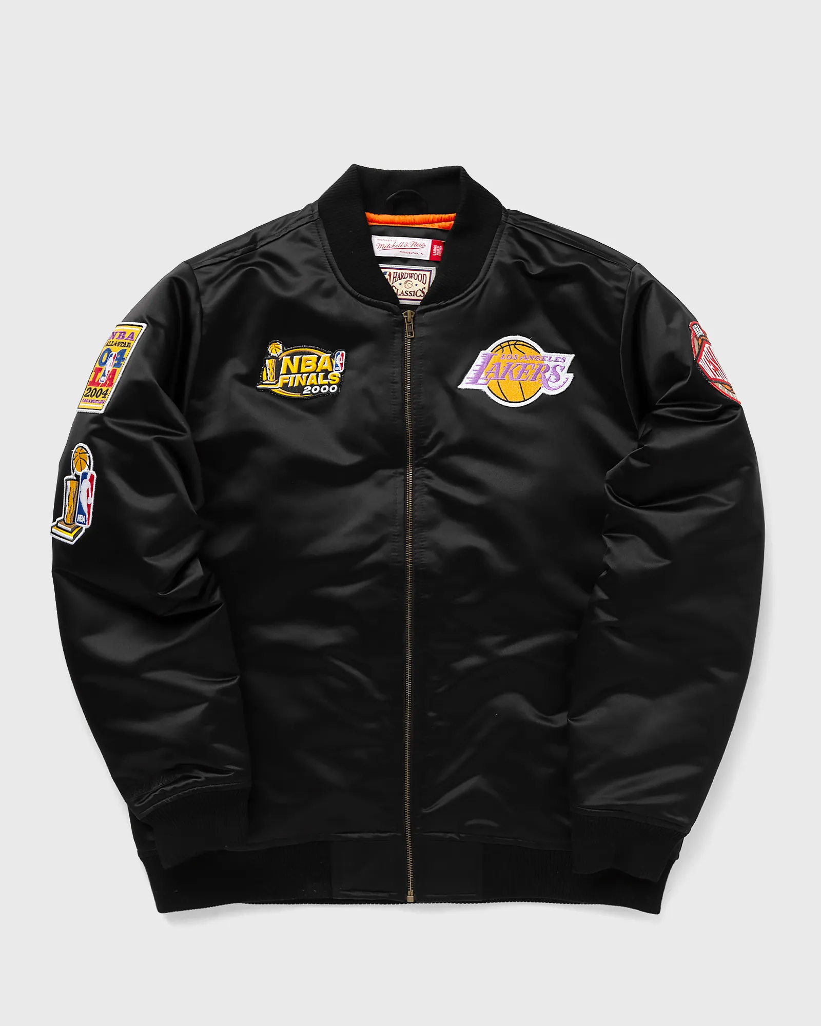 Jaqueta bomber de cetim Mitchell & Ness NBA Los Angeles Lakers