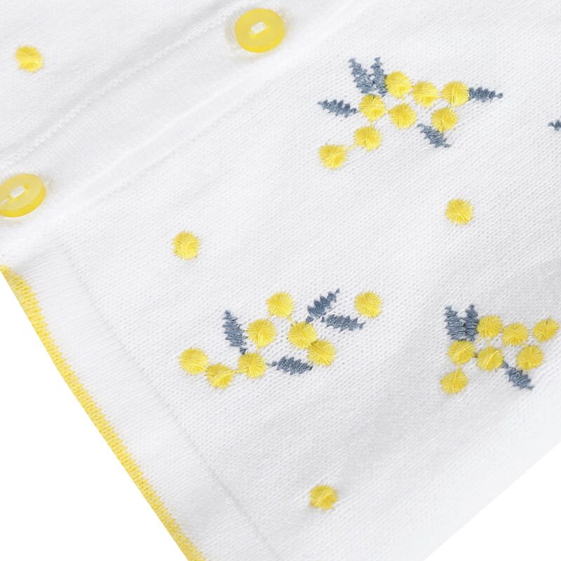 Cardigan en tricot blanc brodé mimosa bébé fille Absorba Aucune nuance