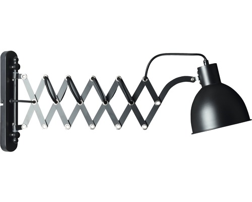 Wandlamp, 1-lichts, HxBxD 25,5x15,2x60 cm, Sandra, zwart/mat, uitschuifbaar