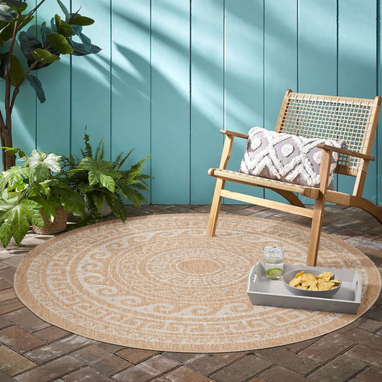 In & Outdoor Teppich Wetterfest, Balkon Wasserfest, Waschbarer Outdoorteppich