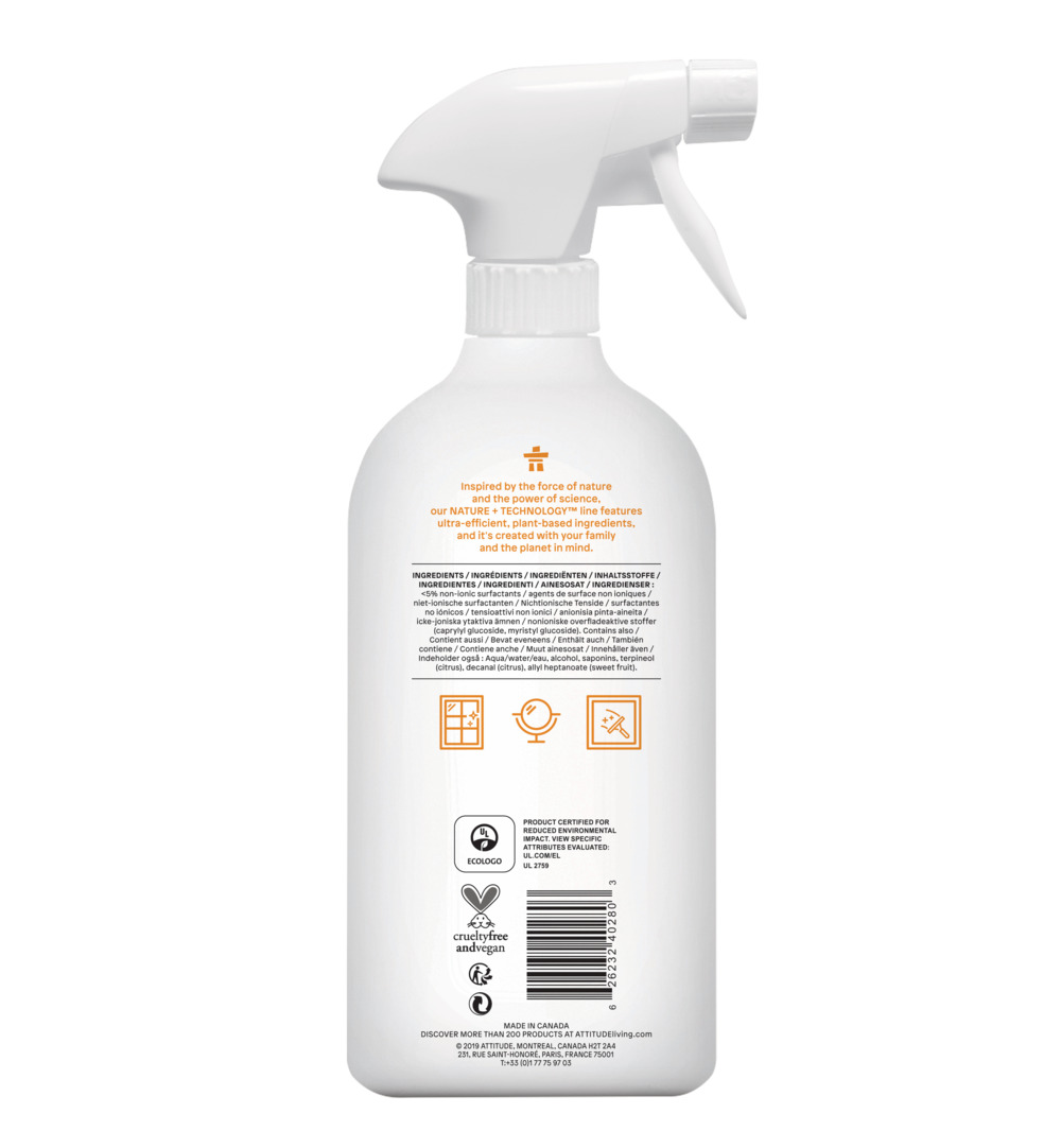 Attitude Nature+ Raam- En Spiegelreiniger Spray (800 ml)