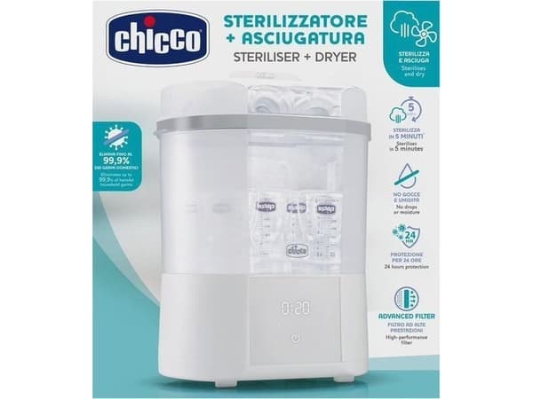 CHICCO FLASKESTERILISERING I ETT MED TØRKEFUNKSJON