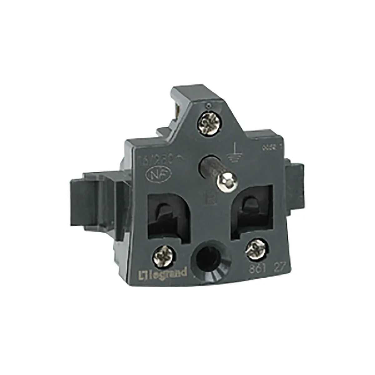 Ledkia Prise de Courant 2P+T Bornes Automatiques LEGRAND 086127 - Noir