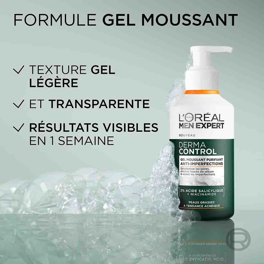 Men Expert Derma Control Gel Moussant Purifiant Anti-Imperfections Acide Salicylique