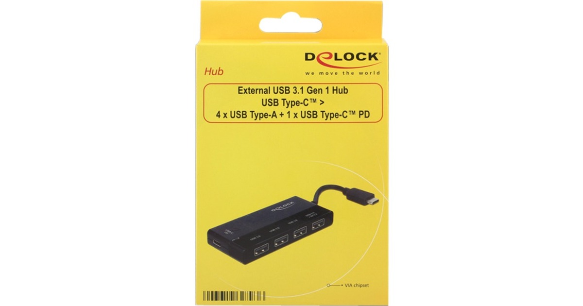 DeLOCKExterne USB 3.1 Gen 1 USB-C > 4x USB-A + 1x USB-C PD USB-hub