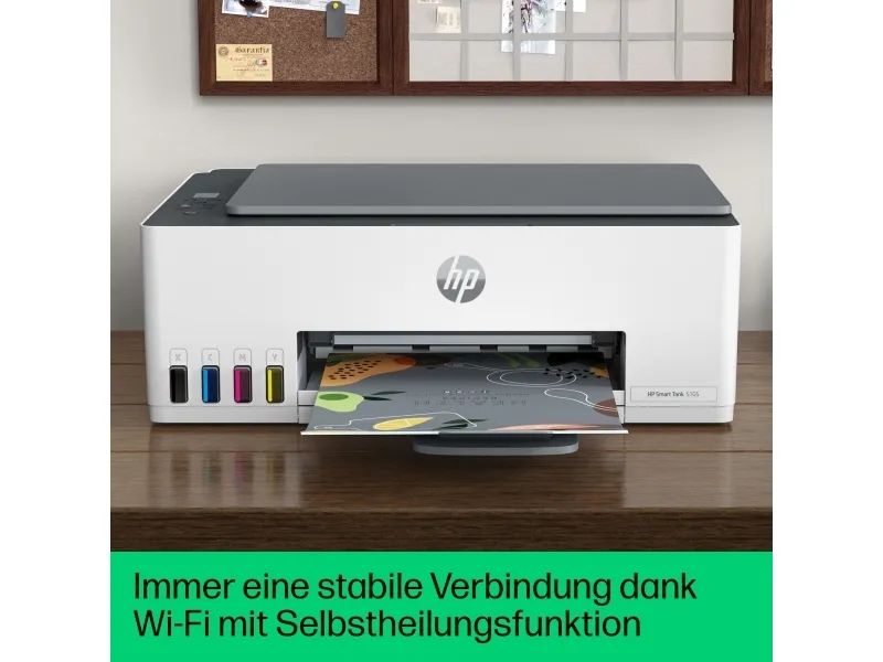 HP Smart Tank 5105 All-in-One - Multifunktionsprinter - farve - blækprinter - kan genopfyldes - Legal (216 x 356 mm) (original) - A4/Legal (medie) - op til 10 spm (kopiering) - op til 12 spm (udskriver) - 100 ark - USB 2.0, Wi-Fi(n), Bluetooth - lys