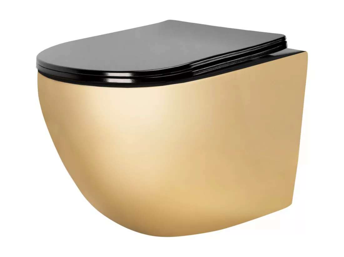Cuvette Wc Suspendue Rea Carlo Mini Rimless Duropla/Flat/Zm Gold