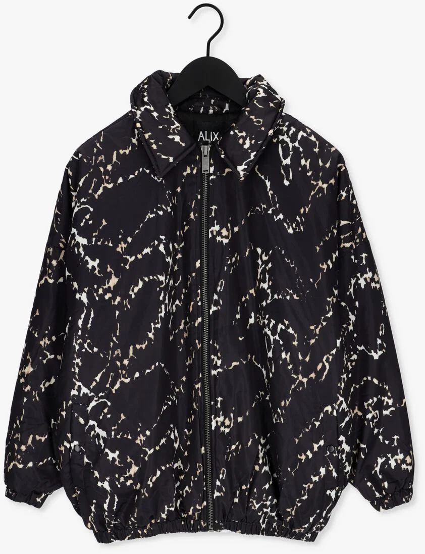 ALIX THE LABEL zwarte alix the label jack ladies woven oversized animal padded bomber